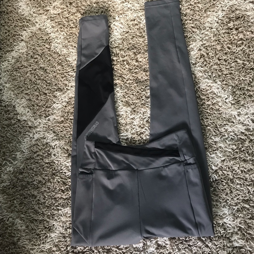 Gymshark Asymmetrical Gray Black Leggings Sz Medium